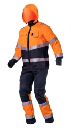 Men's special signalling suit REVERSe of increased visibility, class 3, against non-toxic dust (class 4) for protection against