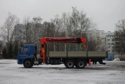 Special purpose vehicle with KMA type hydraulic loading crane on the basis of KAMAZ 65117 and its modifications 64K02N-UA