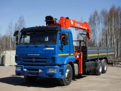 Special purpose vehicle with KMA type hydraulic loading crane on the basis of KAMAZ 65117 and its modifications 64K03N-UE