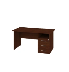 Wooden writing desk with hanging cabinet with drawers