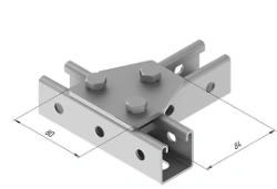 Plate 3 holes SMA 607, with overall dimensions 80x84 mm, with metal thickness 5,0 mm, hot-dip galvanised steel