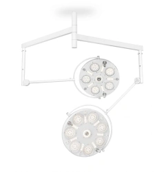 Medical LED surgical luminaire with ceiling mount (ceiling mounted dual dome with 6 module) 125744:Medical LED surgical luminair