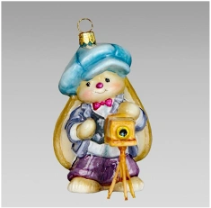 Handmade glass Christmas tree toy "Photographer Bunny"