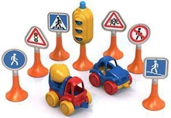 Set "Road Signs" ?3 (traffic light, 6 signs, 2 cars "Nordic")