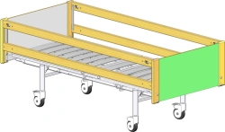KF2-01-"MSC" (MSC-6102L) - Functional bed, on wheels, complete with slatted side rails of solid beech wood, back