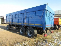 Flatbed trailer 589315 with PLANT 1201/1202-2410002 axles (drum type brakes), spring suspension, KAMA tyres.