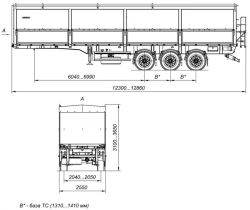 Semi-trailer AM9460-12S three-axle cargo trailer with axles CEYLAN AS-1210-225-ST-OV with payload of 12 tonnes
