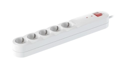 CADUCEUS ALING Connecting products 5x16A power strip with switch 2,3kW, 250V~, 1,5m, white, art. 44701.0