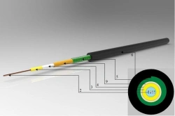 Armoured fibre optic cable into sewer with central tube KVO B-K-C with number of fibres 2-8