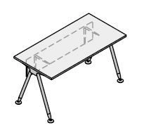 Straight table on metal frame. Set of furniture "Gamma"