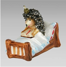 Handmade glass Christmas tree toy "Hedgehog in a cot"