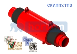 SKU.PPU-TPE - bellows compensating device with heat- and hydro-insulated bellows and sleeve in polyethylene sheathing with P