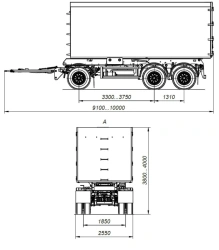 Three-axle 8595-03 dump dump scrap wagon trailer with axles PLANT 1202-2410002 with payload capacity of 12 tonnes