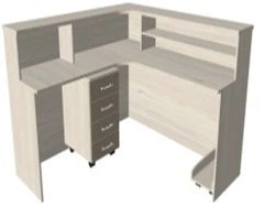 Shaped nurse's post with pedestal cabinet KSPm 1-05