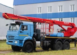 Self-propelled boom lift with working platform PSS-141.36E based on KAMAZ 43118-50 chassis