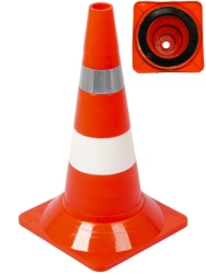 Road cone 520 mm weighted white and retroreflective stripes KC-2.6