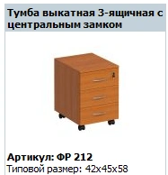 "Formula" 3-drawer pull-out drawer unit with central lock article FR 212