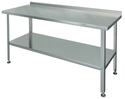 Industrial cutting table with side, solid shelf SRP-1-0,6/1,7-P (stainless steel)