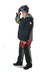 Special protective clothing.Men's suit for protection against sparks and splashes of molten metal,for protection against low tem