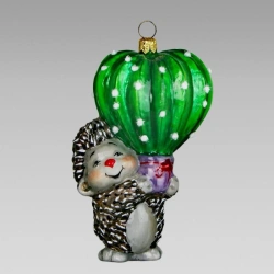 Handmade glass Christmas tree toy "Hedgehog with cactus"