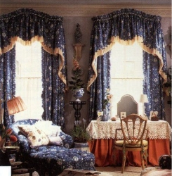 Window drapes, on a curtain tape (functional-decorative curtain of dense fabric materials)