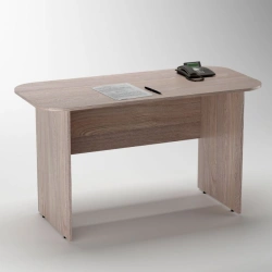Straight office desk with rounded corners