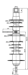 Insulator fixing rod insulator with ribbed sheath of silicon-organic rubber FSPKr 70-25/1,5-0,4-NVO