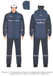 Women's set (jacket, overalls) for employees of the organisations of the Transneft system for protection against elevated temper