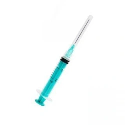 Single-use three-detail sterile injecting syringe with Luer-Lok tip, 2 ml capacity with injection needle.