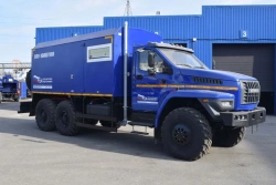 Mobile steam generating unit (SGU), UZST brand, type UZST01, modification 6890-18 on Ural 4320-74 chassis.