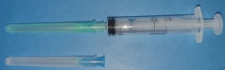 Injection syringe three-component single-use sterile type "Luer" with nominal capacity of 2ml with two needles 2