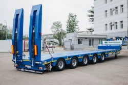 Semitrailer Tverstroimash 993951 modification 0022, variant - length-sliding platform with mechanical gangways