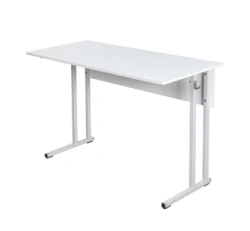 Pupil's table with a table top made of wood materials on a metal frame (square tube)