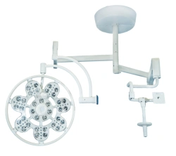 Surgical ceiling luminaire with emergency power supply adjustable single unit with additional console "EMALED 500/X"