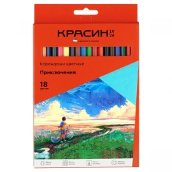 Coloured pencils Krasin "Adventures", 18-colour, sharpened, cardboard. pack.