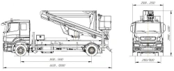 Means of transport equipped with lifts with working platforms R180T,VA180T Velmash-S type 57523 modifications :57523N on base