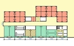 Set of furniture for game mod.1 "Flowers". Size (w x d x h): 4200x420x2070mm. (Furniture for kindergartens brand "Interior" seri