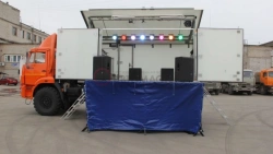 Multifunctional mobile cultural complex (auto club), modification 57821Z on the basis of KAMAZ-43502-D5 chassis.