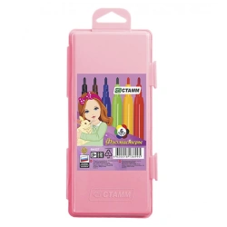 Crayons "Alice", 06 colours, washable, pink plastic pencil case, europodweight