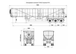 Dump semi-trailer of Tonar 9591 model with axles of TONAR production of models: 90422, 90424, 90431. 9591