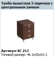 "COSMO" Drawer with 3 drawers with central lock article KC 213