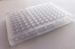 Single-use 96-well polymer immunoassay plate, flat-bottomed, sterile (without lid). Item No.: M-011 type ps