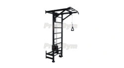 Buffet wall with weight-block exerciser