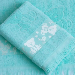 Smooth dyed cotton terry towel for children