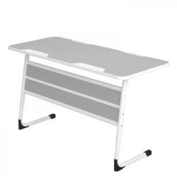 Pupil's table on metal frame (table top with moulded edge) of "Edelwood" trade mark