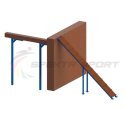 Obstacle course element Fence with sloping board