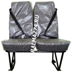 Manufacture of new design double passenger seat (high backrest, separate seats) complete, middle with 3-point belt