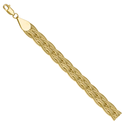 Hand jewellery in 585 gold Bracelet green Almond braid of 5 chains NB17-272 0.35MM 24SM 14.28G
