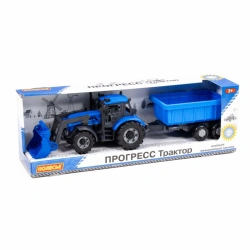 Progress Tractor with Trailer and Bucket (blue) (in box), Item No. 91833
