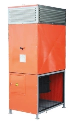 Heat exchanger (air heater) of vertical arrangement with distribution plenum of NORDMATIC, VT-P series, capacity 500 kW